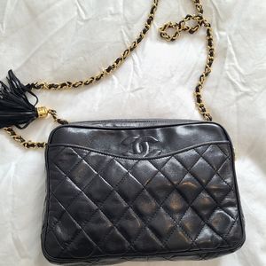 Vintage Chanel Lambskin Camera Bag with tassel